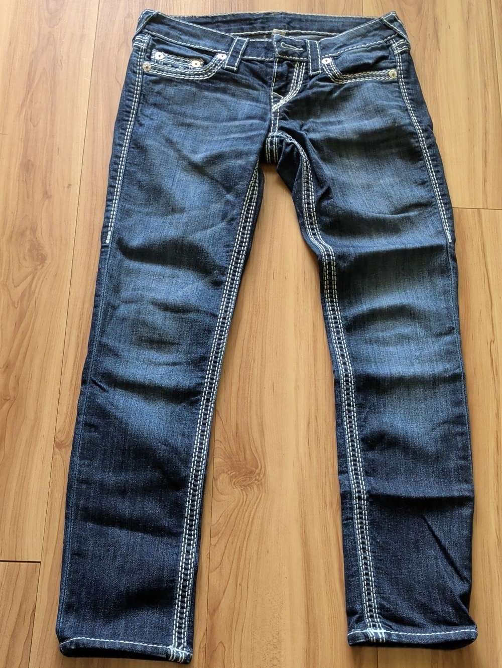 Women's True Religion Dark Wash Straight Leg Jeans - Dark Blue